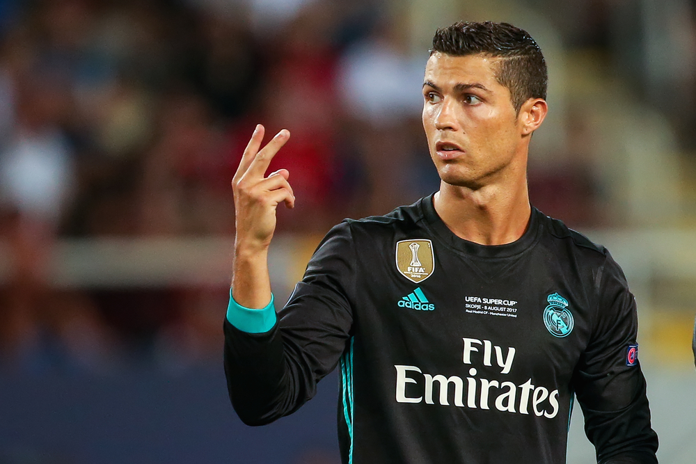 Skopje,,Fyrom,-,August,8,2017:,Real,Madrid,Cristiano,Ronaldo,During nutrition for footballers