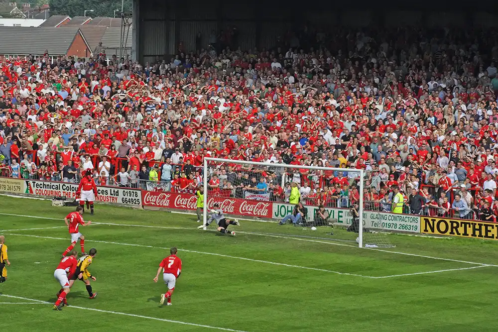 Ryan Valentine scoring Penalty for Wrexham FC